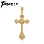 Iced Out Cross Pendant Necklace with Chain Type Options