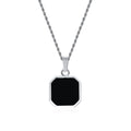 Initials Necklaces for Men Women,A-Z 26 Letters Black Square Stainless Steel Pendant Collar,45-60CM Twisted Rope Chain
