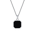 Initials Necklaces for Men Women,A-Z 26 Letters Black Square Stainless Steel Pendant Collar,45-60CM Twisted Rope Chain