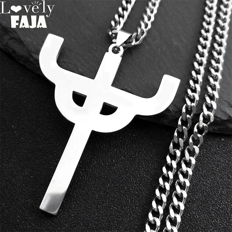 Gothic Silver Pendant Chain Necklace — Stainless Steel