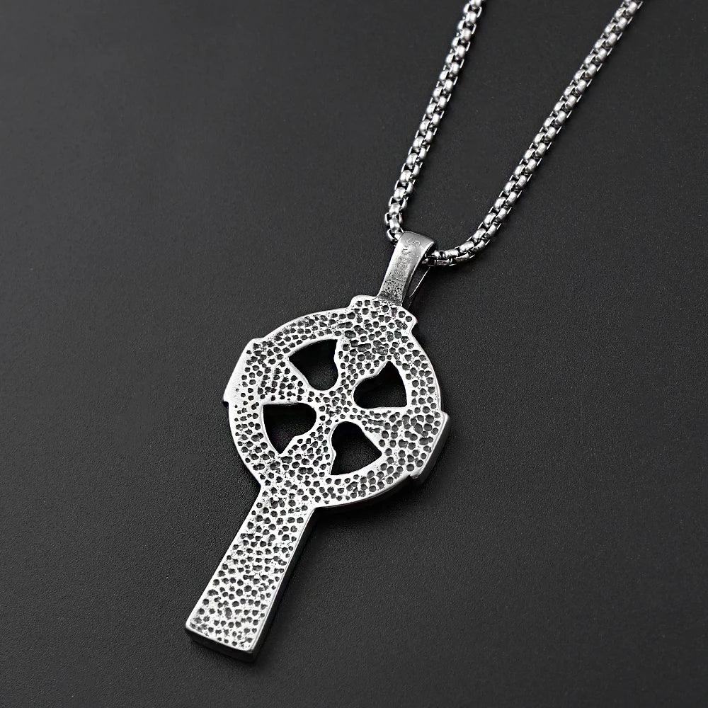 Celtic Knot Cross Pendant Necklace Chain — Stainless Steel