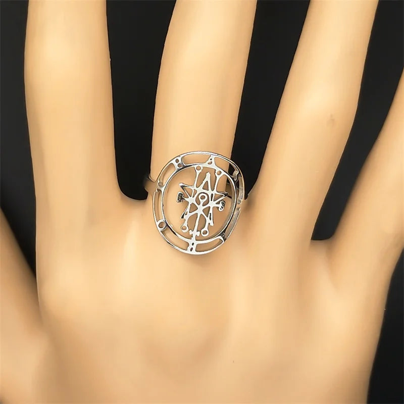 Occult Sigil Steel Ring Astaroth Goetia Finger