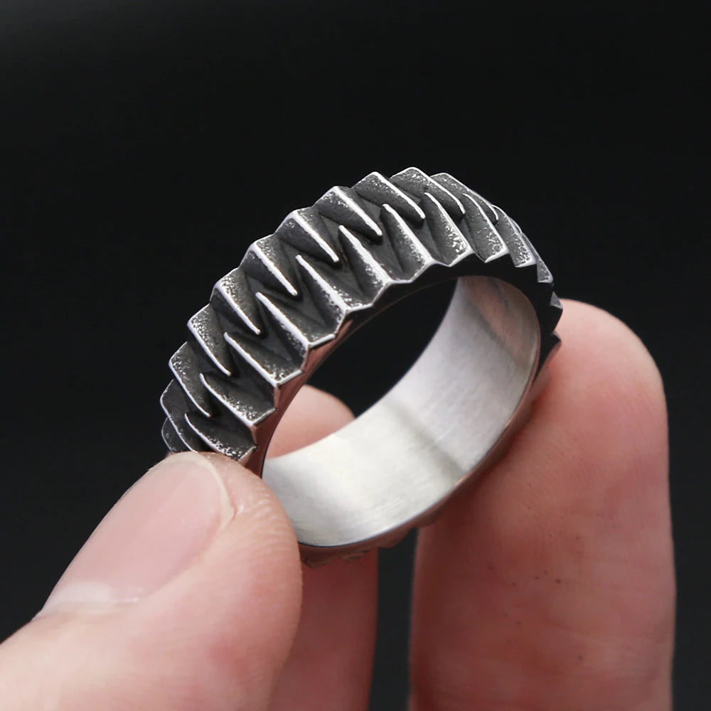 Geometric Gear Ring — Stainless Steel