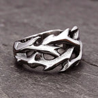 Simple Hollow Crown Of Thorns Stainless Steel Ring Gothic Punk Design Inspired Ring For Men Women Biker Fashion Jewelry