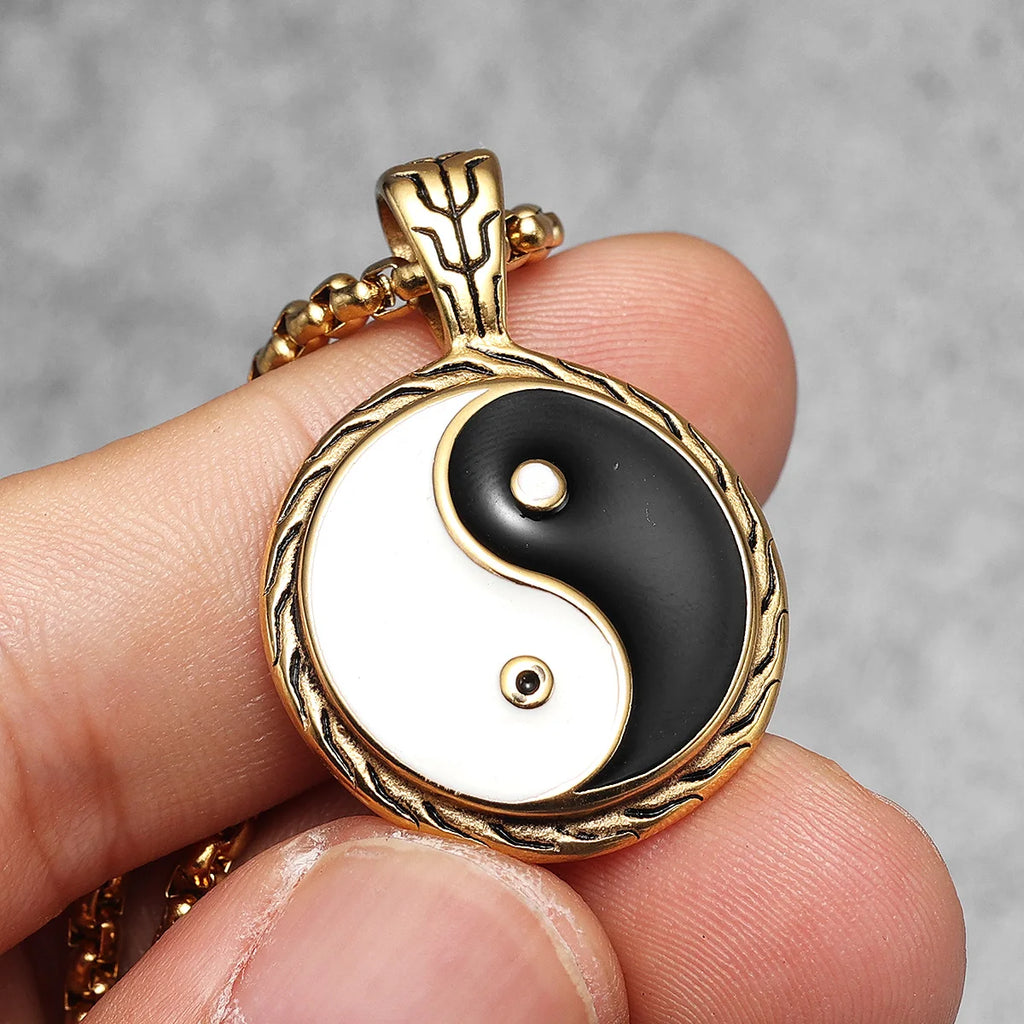 Yin-Yang Pendant Necklace — Stainless Steel