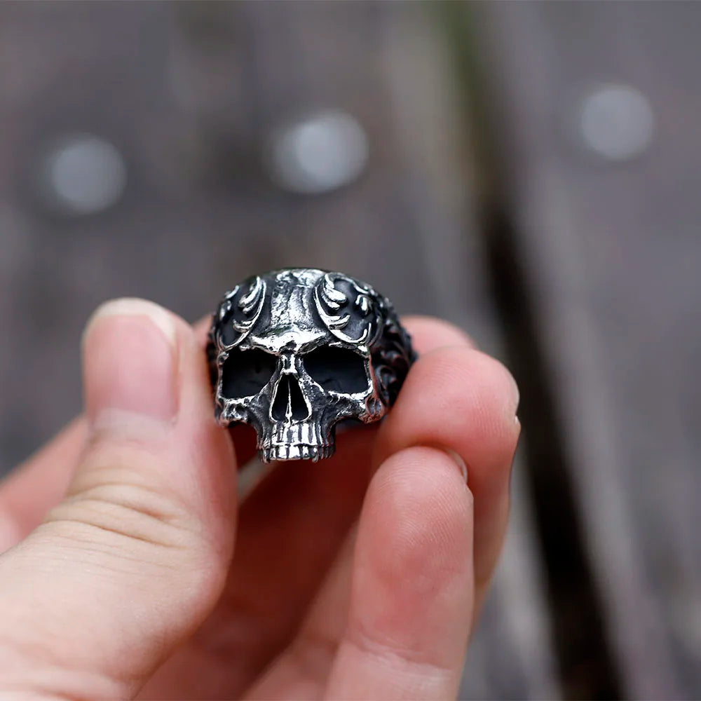 NEW Men's 316L Stainless-Steel Rings Retro Skull Head Vintage Gothic Punk High-Quality Jewelry Gifts Free Shipping