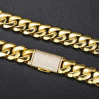 Luxury 24K 9999 Pure Gold real gold Men's European and American Hip Hop Cuban Chain with Full Diamond Cuban Necklace