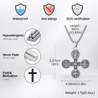 Saint Benedict Cross Medal Necklace — Silver, Stainless Steel