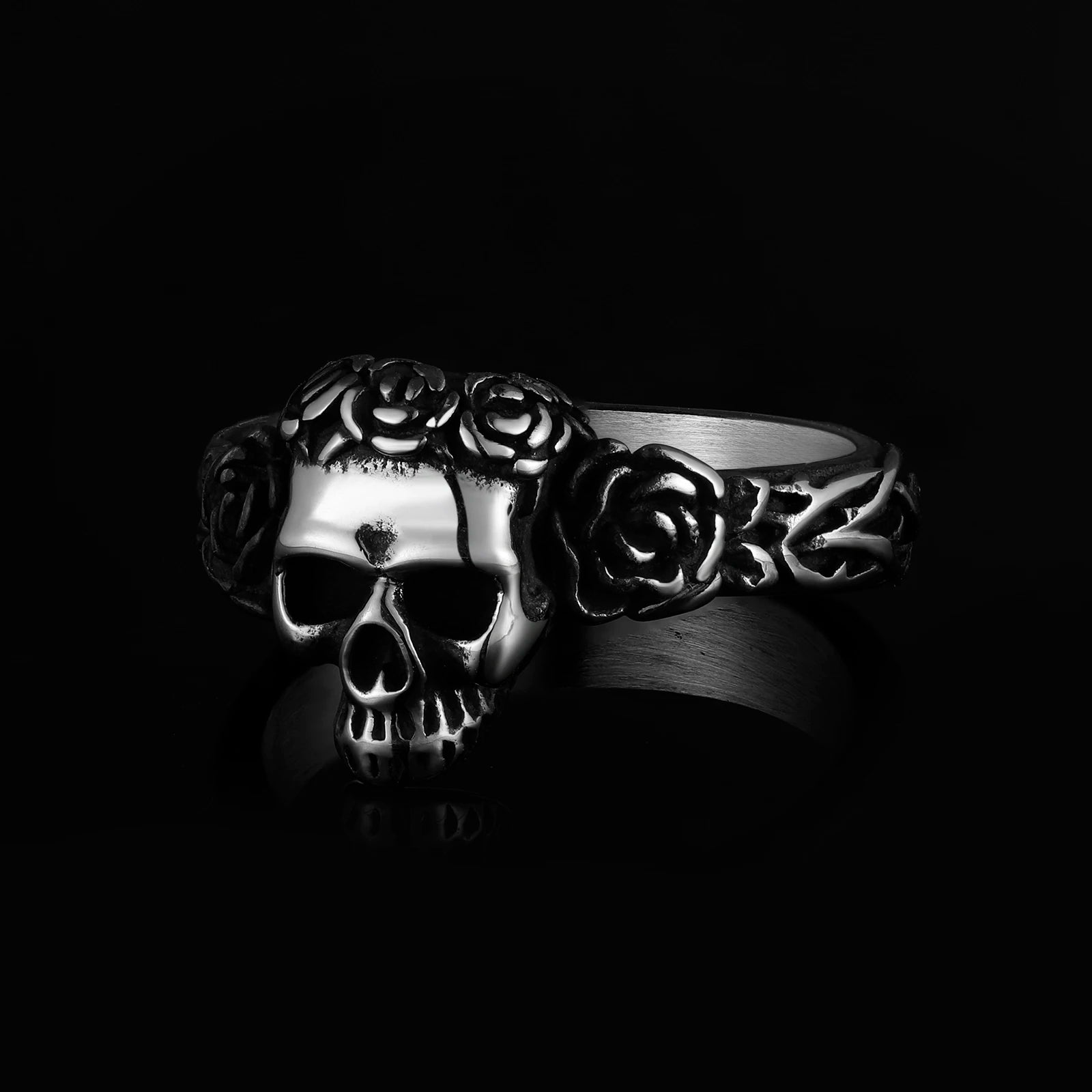 Men's Calvarium Skull Ring Gothic 316L Stainless Steel Biker Ring Motorcycle Band jewellery Party Gift OSR734