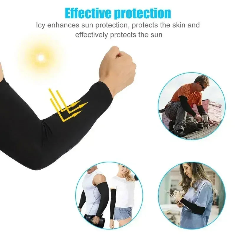 1 Pair Cooling Arm Covers for Men and Women Summer Sun Protection Sunshade Ice Silk Sleeves for Cycling Outdoor Sports