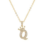 Crown Initial Letter Pendant Necklace — Copper