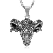 Gothic Pentagram Goat Head Pendant Necklace — Stainless Steel
