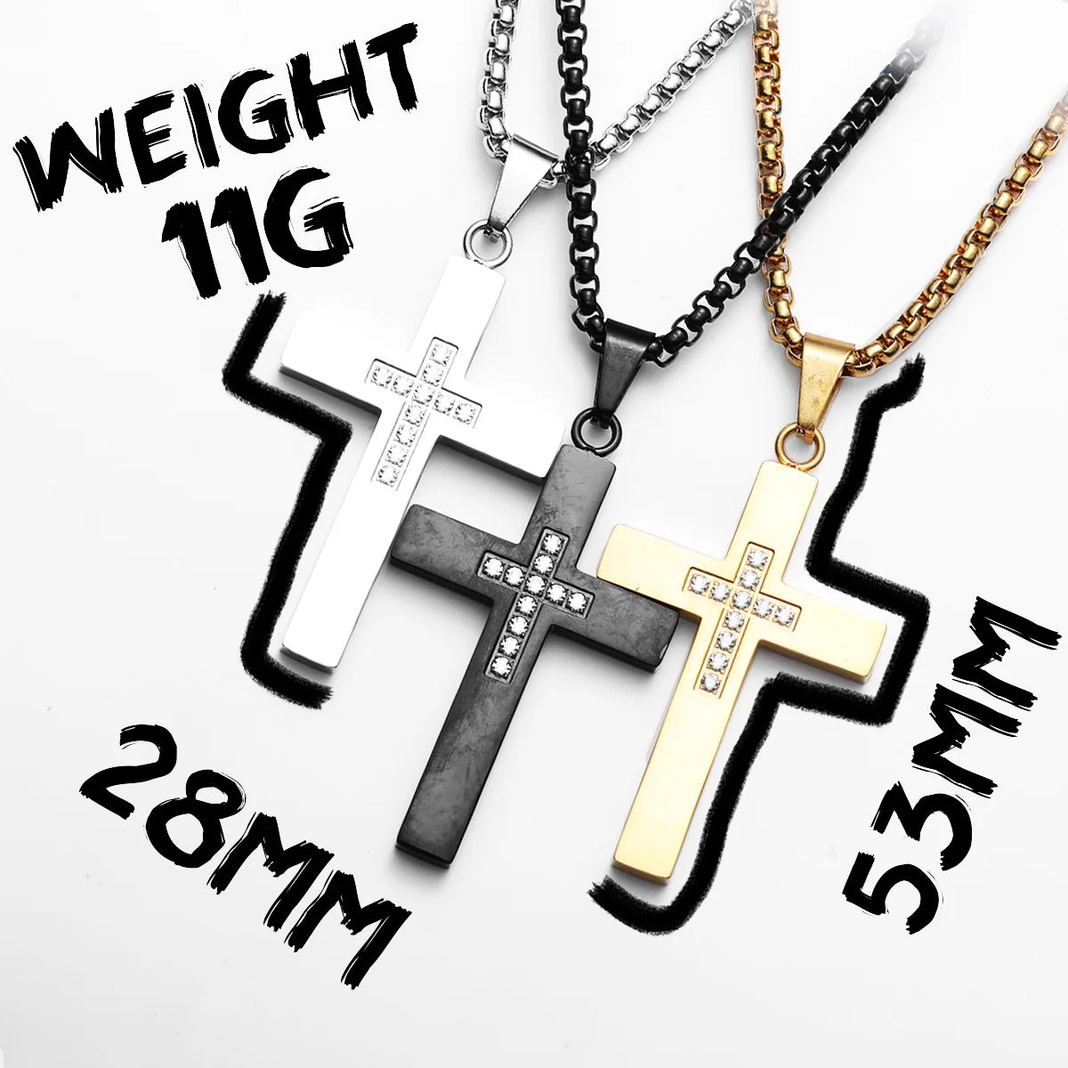 Cross Gemstone Pendant — Stainless Steel