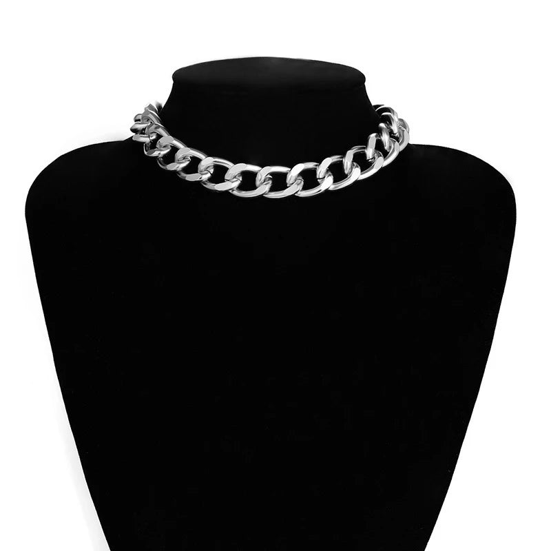 Fashion Chain Link Choker Heart Lock Cross Necklace Pendant For Women Men Silver Color Goth Jewelry Party Punk Long Necklaces
