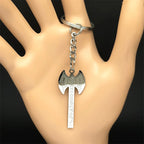 Viking Silver Ring Nordic Rune Axe Keychain Mythology