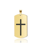 Cross Bible Tag Pendant — Stainless Steel