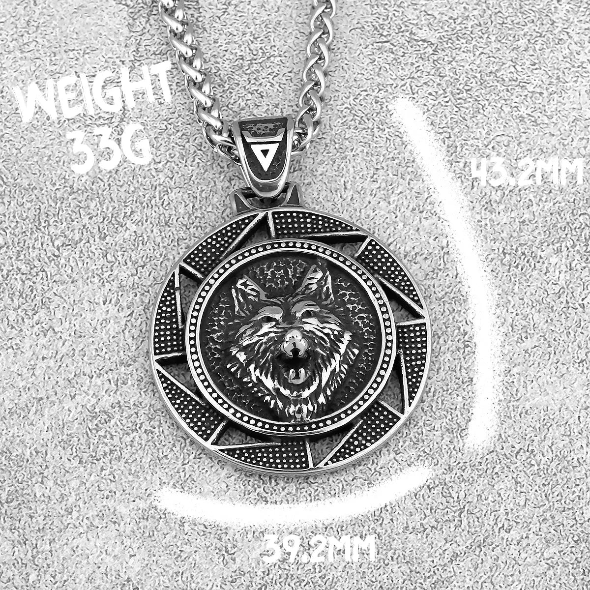 Wolf Head Viking Amulet Pendant Necklace — Stainless Steel