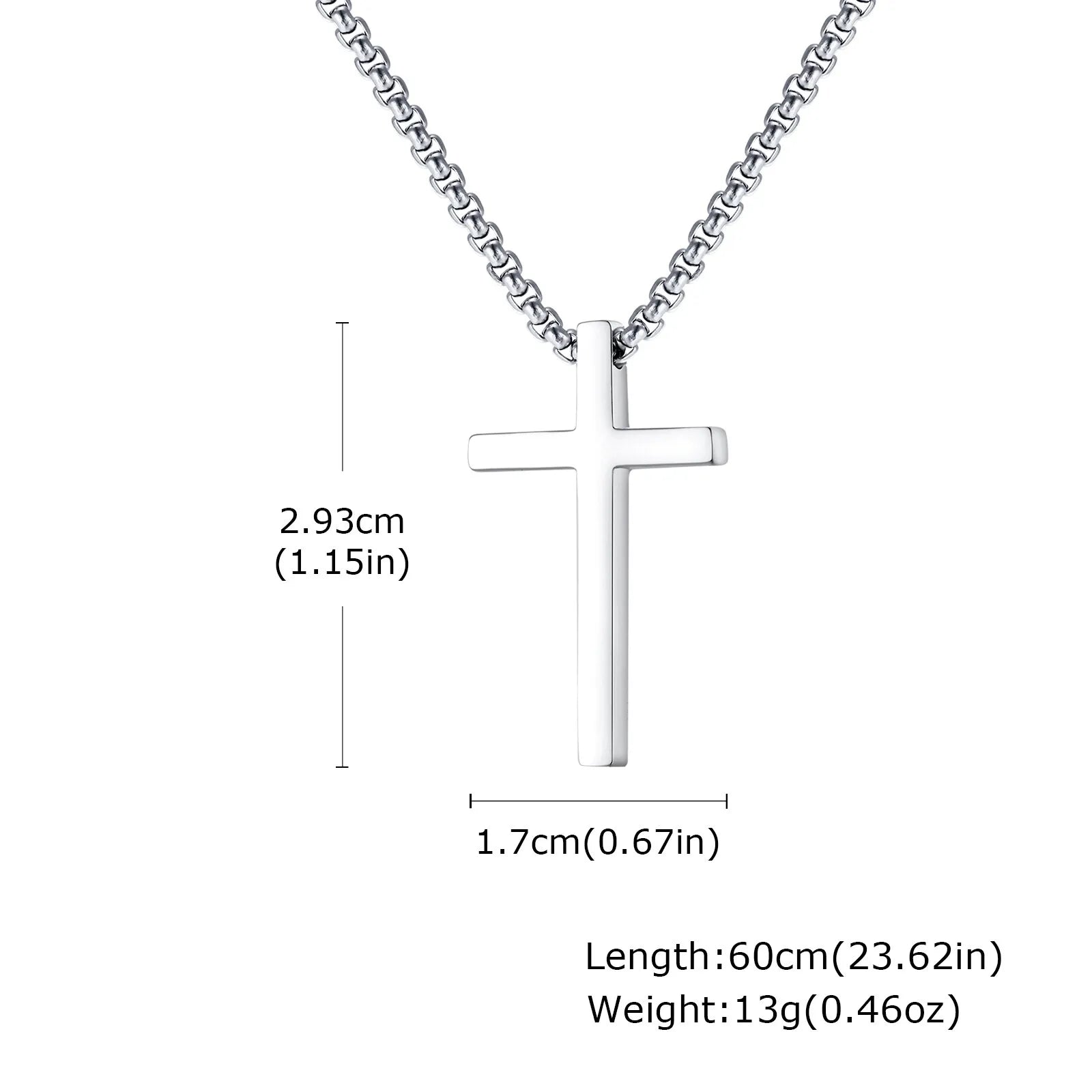 Cross Silver Pendant Necklace — Stainless Steel