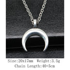 Witch Horn Crescent Moon Pendant — Stainless Steel