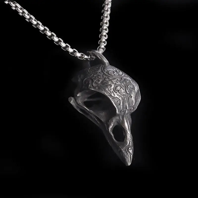 Retro Nordic Style Crow Skull Pendant Animal Bird Necklace For Men Personalized Jewelry Lucky Amulet Gift