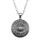 Vintage Mayan Symbol Pendant Necklace For Men Women Stainless Steel Black Ethnic Style Faith Amulet Chain Jewelry