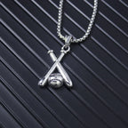 Silver Baseball Bat Pendant Necklace Stainless Steel