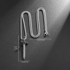 Black Cross Pendant Necklace Vintage Box Chain