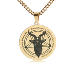 Satan Goat Head Round Stainless Steel Pendant Necklace Vintage Personality Men Pendant Neck Chian Jewelry Fashion Accessories