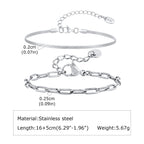 Figaro Rope Chain Bracelet Set Silver — Stainless Steel