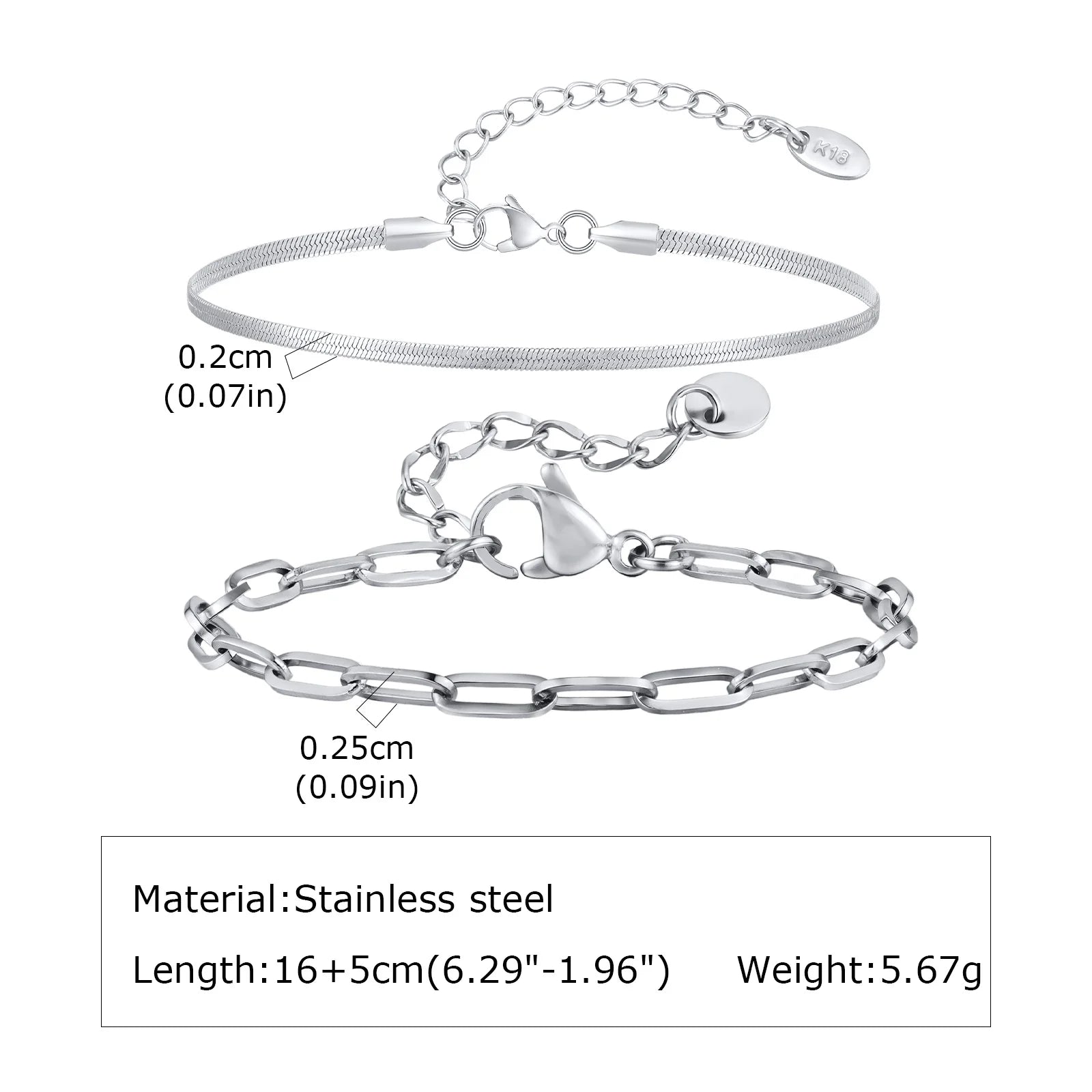 Minimal Thin Chain Bracelet — Stainless