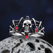 316L Stainless Steel Gothic Accessories Skull Ring With Red Stone For Man Women Punk Jewelry Couple Or Women Gift