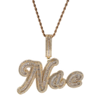 TBTK Custom Baguettecz Cursive Letter Name Pendant Iced Out Cubic Zirconia Personalized Chain Necklace Hiphop Jewelry