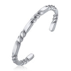 Twisted Open Bangle Bracelet — Stainless Steel
