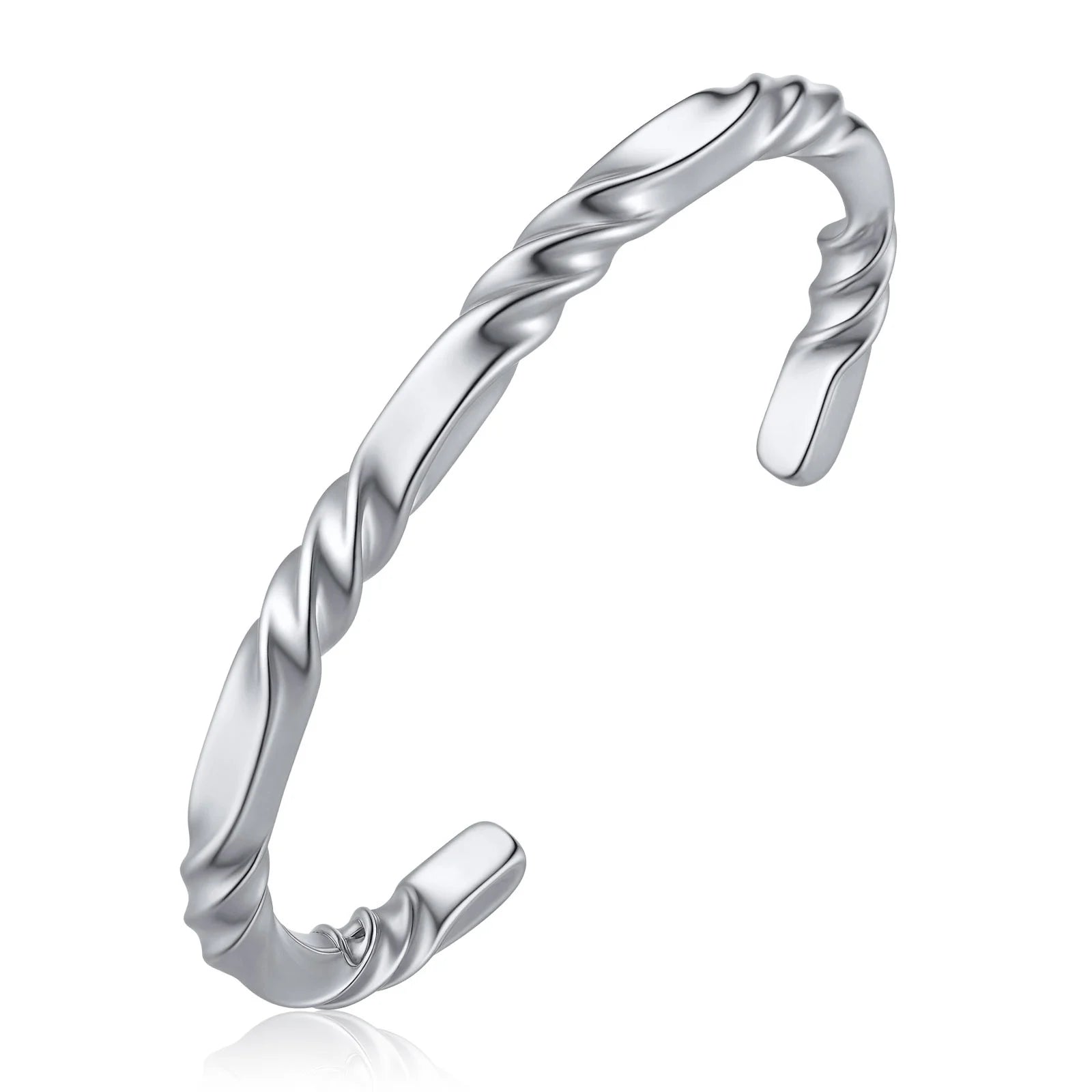 Twisted Open Bangle Bracelet — Stainless Steel