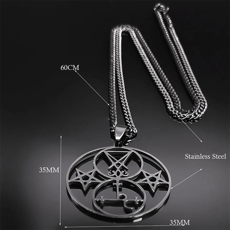 Lilith Sigil of Lucifer Pentagram Necklace — Stainless Steel