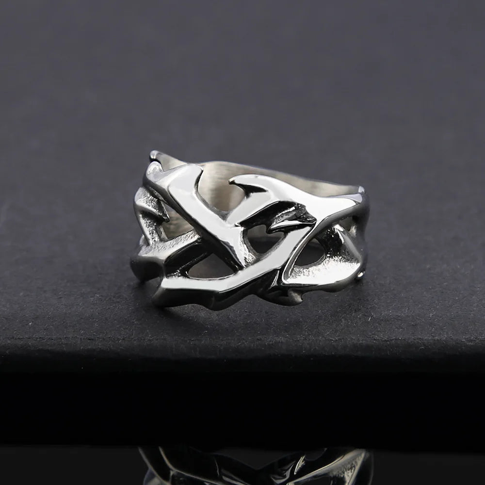 Nordic Viking Hollow Thorns Ring Vintage Cool — Stainless Steel