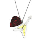 Rock Roll Electric Guitar Pick Necklace For Men Women Stainless Steel Music Lover Gift Hiphop Band Chain Rapper Jewelry