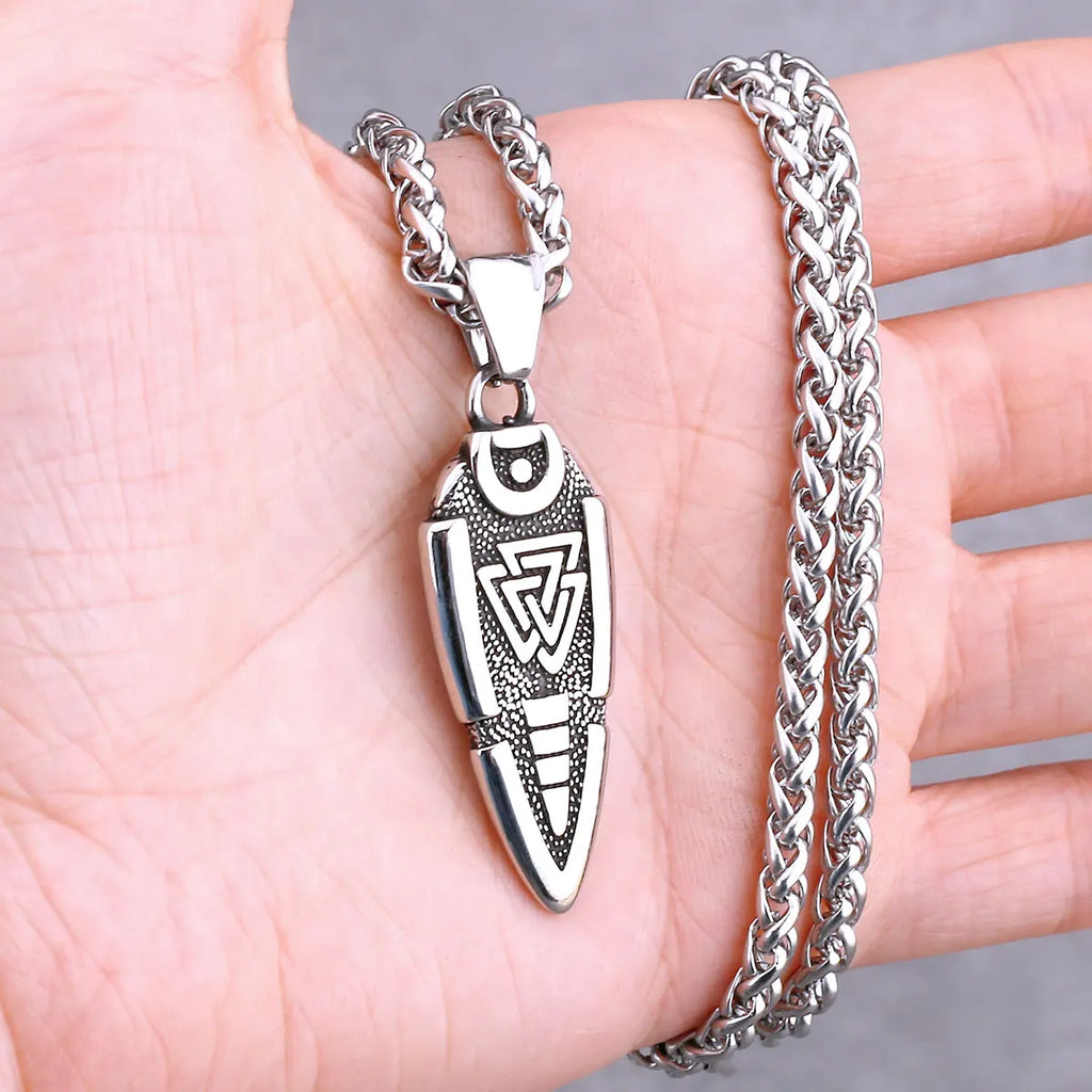 Odin Rune Vegvisir Pendant Necklace — Stainless Steel