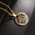 Domineering Ferocious Tiger Head Pendant Stainless Steel Animal Necklace Men's Punk Trend Cool Jewelry Boy Gift