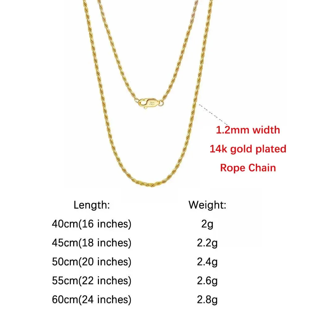 ORSA JEWELS Genuine 925 Sterling Silver Paperclip Chopin Rope Cuban Figaro Box Cable Chain Necklace Simple Basic Chain