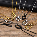 Hollow Geometric Square Pendant — Stainless