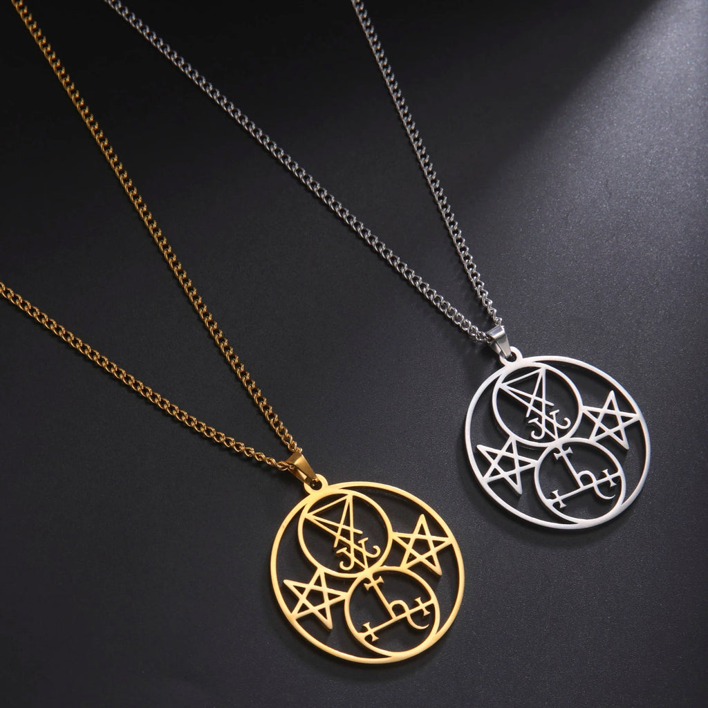 Sigil of Lucifer Lilith Seal Pendant Necklace — Stainless Steel