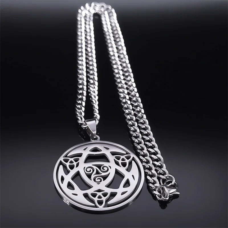 Celtic Trinity Triple Spiral Pendant — Silver