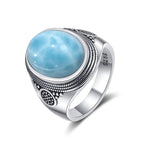 Vintage 925 Sterling Silver Ring Natural Moonstone Ring 10*14mm Oval Large Stone Retro Fine Jewelry Gift For Men