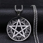 Witchcraft Celtic Witch Knot Pendant Necklace for Women Men Stainless Steel Slavic Protection Amulet Jewelry nudo de