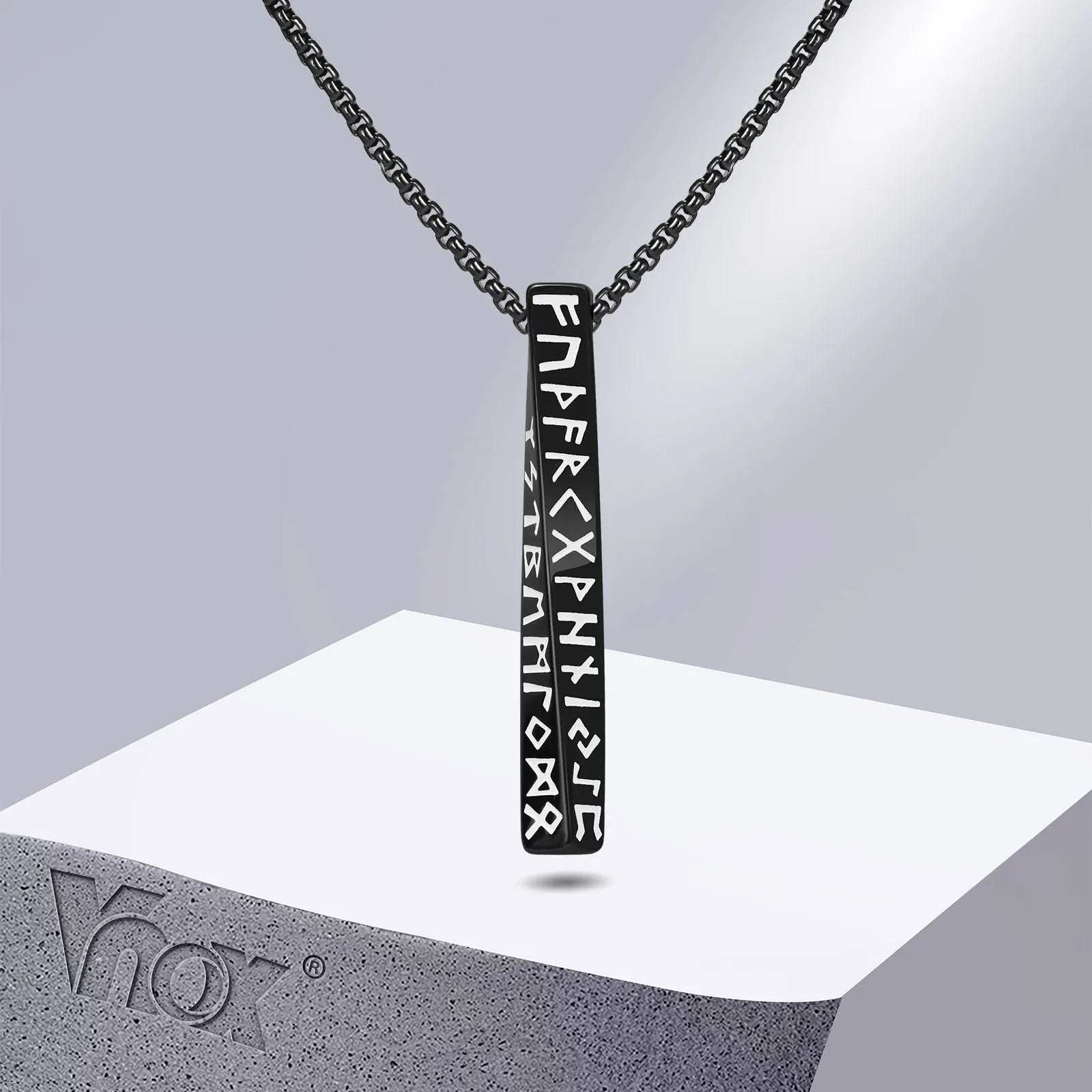 Viking Rune 3D Mobius Bar Pendant — Stainless Steel