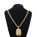 Christian Iced Out Bling Jesus Head Portrait Necklace Pendant Male and Female Cross Catholic Amulet Jewelry