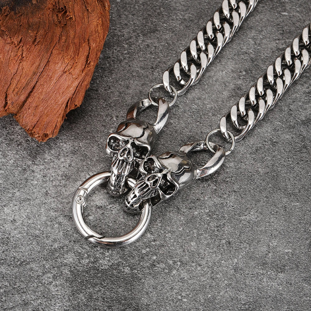 Cuban Chain Skull Necklace — Stainless Steel