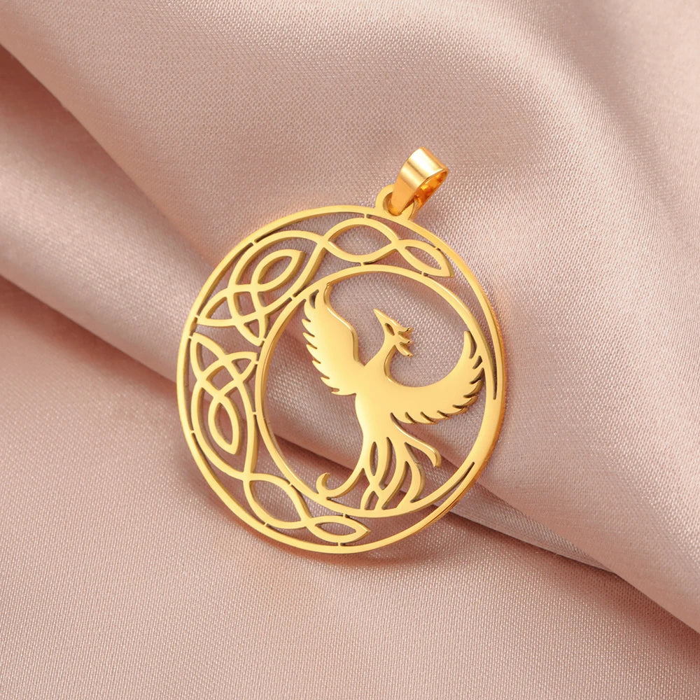 Dawapara Phoenix Pendant for Necklace Earrings Mythology Animal Stainless Steel Charms for Jewelry Making Religious Gift