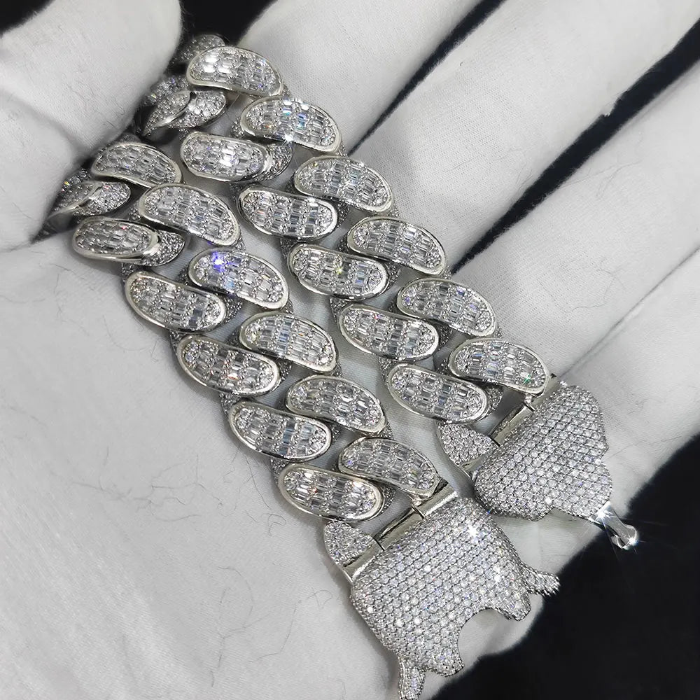 925 Silver Cuban Chain Necklace Moissanite VVS 18MM